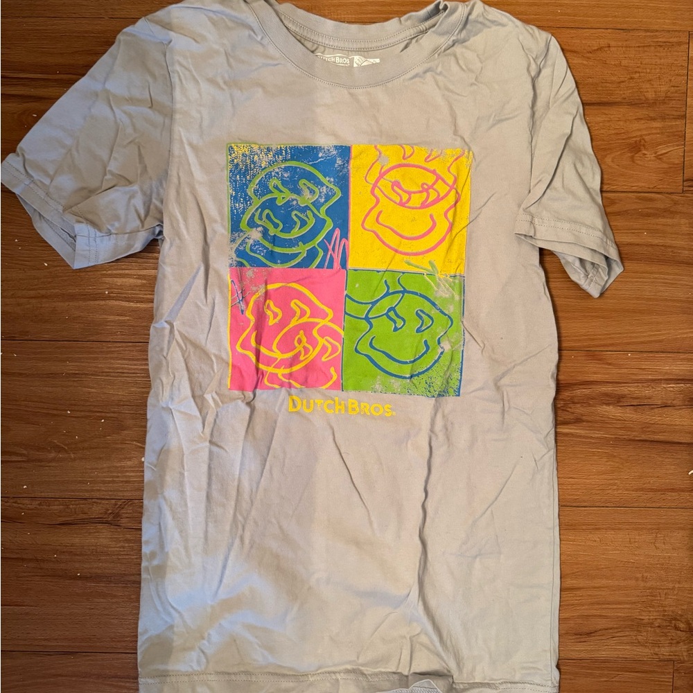 Dutch Bros Graphic T-Shirt - Gray with Multicolor Print